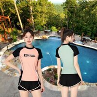 Bộ đồ bơi nữ hãng YLIKE áo tắm hai mảnh ngắn tay chất thun lạnh từ 40-75kg phong cách Hàn Quốc ABNU05