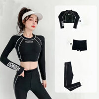 Bộ đồ bơi, tắm biển bikini nữ 2 mảnh áo tay dài quần cạp cao chống nắng kín đáo B.33 - M 46- 52kg