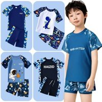 Bộ đồ bơi trẻ em 1-13 tuổi 2 cái / 3 cái Rashguard cho trẻ em Bé trai Bộ trang phục bơi lội Dri-fit chất lượng cao Áo ngắn + mũ