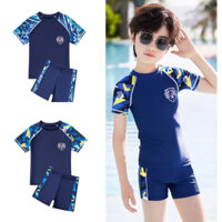 Bộ đồ bơi trẻ em đi biển Bộ đồ bơi chống nắng ngắn tay nhẹ cho bé trai 4-14 tuổi Vải thoáng khí và nhanh khô