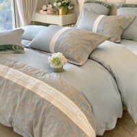 Bộ Đồ Bốn Mảnh Thêu Phù Điêu Sang Trọng Nhẹ Kiểu Pháp Bộ Chăn Ga Gối Đệm Cao Cấp Bộ Đồ Giường Bốn Mùa