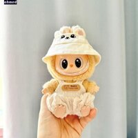 Bộ đồ búp bê Labubububutu ngồi AHMED, Bunny Baby Bear Labubupu Vải búp bê thời gian, Áo yếm hồng sáng tạo DIY 17cm Quần áo búp bê sang trọng Quà tặng trẻ em