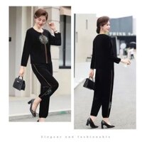 Bộ đồ chất vải tuyết nhung - họa tiết thêu tay tỉ mỉ (Sp3)