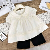 Bộ đồ cho bé gái, set áo baby doll chất thô mềm phối quần legging co giãn phong cách Hàn Quốc cho bé 10-33kg Jun Kids