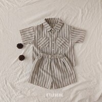 Bộ đồ cho bé trai mùa hè bộ đồ polo sọc với quần ngắn 100% cotton quần áo bé trai 1-5 tuổi