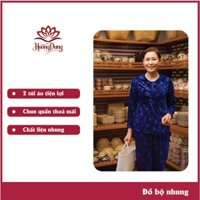Bộ đồ cho người già Chất Vải Nhung Hoa Văn Cao Cấp Mặc Ở Nhà, Thoải Mái - Hương Dung Store
