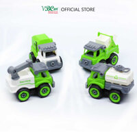 Bộ đồ chơi 4 xe chuyên dụng - xe cảnh sát - xe cẩu - xe rác - xe nông nghiệp