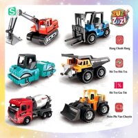 Bộ Đồ Chơi 6 Xe Công Trình Cho Bé - Ô Tô, Xe Tải, Máy Xúc, Máy Cẩu, Xe Trộn - Cỡ Lớn