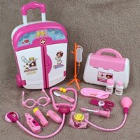Bộ đồ chơi bác sĩ mô phỏng cho bé gái, vali xe đẩy, bộ dụng cụ y tế, y tá tiêm, ống nghe giả vờ cho trẻ em