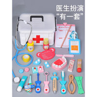 Bộ đồ chơi bác sĩ nhỏ chơi nhà trẻ em bé trai y tế tiêm dụng cụ y tế hộp dụng cụ bé gái ống nghe đồ chơi