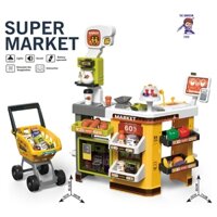 Bộ Đồ Chơi Bán Hàng Quầy Siêu Thị Kèm Xe Đẩy Máy Quét Mã Vạch / Máy Bán Nước Cỡ Lớn Có Đèn Và Âm Thanh