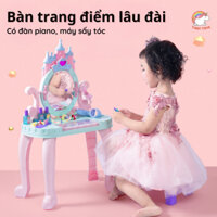 Bộ đồ chơi bàn trang điểm cho bé gái TABY Toys 22 chi tiết hình lâu đài, có ghế, có đàn piano, máy sấy tóc