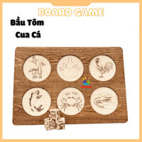 Bộ Đồ Chơi Boardgame Bộ Bầu Cua Tôm Cá Hột Gỗ Cao Cấp Gồm Bàn Gỗ Và 3 Xúc Xắc Gỗ Hàng Việt Nam