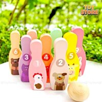 Bộ đồ chơi bowling TOYSTORE bộ ném bowling bằng gỗ màu sắc bắt mắt cho bé