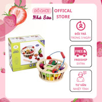 Bộ đồ chơi cắt hoa quả, rau củ bằng gỗ cho bé. Bộ đồ chơi nấu ăn có nam châm, có giỏ đựng bằng gỗ