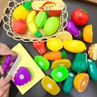 Bộ Đồ Chơi Cắt Hoa Quả Trái Cây 43 Chi Tiết BằngNhựa Giúp Bé Phân Biệt Màu Sắc,Nhận Biết Rau Củ Quả