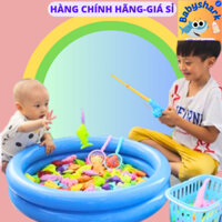 Bộ Đồ Chơi Câu Cá 42 Chi Tiết,Có Nam Châm,Bể phao 2 Tầng To,Chứa Được Nước,Tặng Bơm,34 Loại Cá,2 Cần Câu,2 Vợt Cá,2 Xô