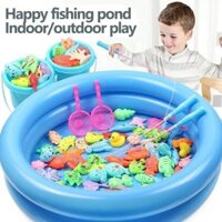 Bộ đồ chơi câu cá cho bé 42 chi tiết có gắn nam châm bao gồm cần câu nhựa, bể phao 2 tầng cho trẻ thỏa thích vui chơi