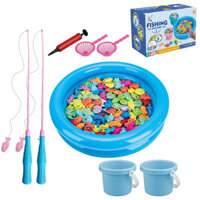 Bộ đồ chơi câu cá có gắn nam châm 42 chi tiết bao gồm 2 cần câu nhựa, bể phao 2 tầng cho bé