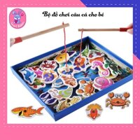 Bộ đồ chơi câu cá sinh vật biển nam châm 32 con bằng gỗ an toàn cho bé- đồ chơi phát triển trí tuệ