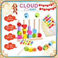 Bộ đồ chơi chuỗi hạt gỗ, Hạt xâu chuỗi, Đồ chơi giáo dục sớm Montessori Quà Tết