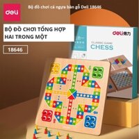 Bộ đồ chơi cờ cá ngựa bàn gỗ Deli 2 trong 1 -18646 - vpp Diệp Lạc (sỉ/lẻ)