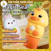 Bộ Đồ Chơi Con Dấu Kèm 100 Miếng Dán Sticker + Sổ Xinh Xắn Cho Bé 0-12 Tuổi