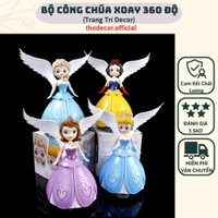 Bộ Đồ Chơi Công Chúa Elsa, Bạch Tuyết, Công Chúa Lọ Lem Có Cánh, Xoay 360 Độ, Phát Nhạc, Có Đèn