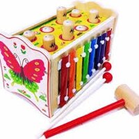 Bộ đồ chơi đập chuột kèm đàn bằng gỗ cho bé