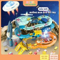 Bộ đồ chơi đường đua vũ trụ, đường đua ô tô ngoài không gian căn cứ sao hỏa, bao gồm ô tô, đĩa bay, trạm vũ trụ lớn