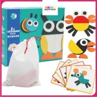 Bộ Đồ Chơi Ghép Hình Gỗ Các Con Vật, Lắp Ghép tư Duy Theo Thẻ MONTESSORI, Đồ chơi thông minh Bkid21