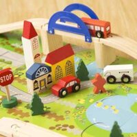 Bộ đồ chơi ghép mô hình thành phố bằng gỗ an toàn cho bé giúp bé phát triển sáng tạo chất liệu gỗ an toàn tiệt trùng và cao cấp