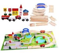 Bộ đồ chơi ghép mô hình thành phố bằng gỗ an toàn cho bé giúp bé phát triển sáng tạo Tặng Tranh Ghép Gỗ 2D