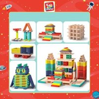 Bộ đồ chơi gỗ thông minh lắp ghép xây dựng kiến trúc sáng tạo & domino nhiều màu cho bé từ 4 tuổi (N01285)