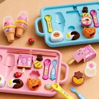 Bộ Đồ Chơi Hộp 19 món Tập Ăn Nhập Vai Mô Hình Kem Mì Pudding, Kem Toben Nhựa ABS Cao Cấp, Đồ Chơi Đút Ăn