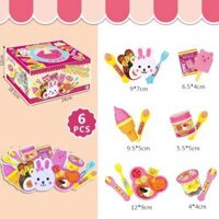 Bộ Đồ Chơi Hộp Bí mật 6 món lớn Tập Ăn Nhập Vai Mô Hình Kem Mì Pudding, Kem Toben Nhựa ABS Cao Cấp, Đồ Chơi Đút Ăn