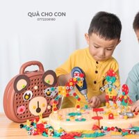 BỘ ĐỒ CHƠI KỸ SƯ LẮP RÁP HÌNH ĐỘNG VẬT - ĐỒ CHƠI VẶN ỐC VÍT HƯỚNG NGHIỆP CHO BÉ (Tặng kèm pin)