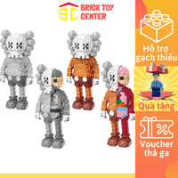 Bộ đồ chơi lắp ghép 3D mô hình nhân vật KAWS gấu Bearbrick size lớn cao 22cm trang trí nhà cửa
