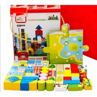 Bộ Đồ Chơi Lắp Ghép Mô Hình Thành Phố Bằng Gỗ ( 62 chi tiết )