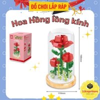 Bộ đồ chơi lắp ráp Hoa Hồng trong lồng kính (kèm hộp kính mica trong suốt)