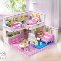 Bộ đồ chơi lắp ráp lego ngôi nhà thỏ hồng Funky Town, đồ chơi lắp ráp xếp hình căn phòng sáng tạo
