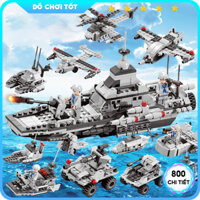 Bộ đồ chơi lắp ráp lego tàu chiến hạm 800 chi tiết, xếp hình lego tàu chiến, lắp ráp lego máy bay đồ chơi cho bé trai