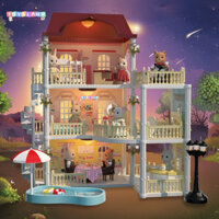 Bộ đồ chơi láp ráp nhà gấu koala biệt thự 3 tầng bằng nhựa cao cấp dành cho bé gái từ 3 tuổi