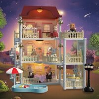 Bộ đồ chơi láp ráp nhà gấu koala biệt thự 3 tầng bằng nhựa cao cấp dành cho bé gái từ 3 tuổi