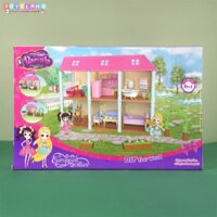 Bộ đồ chơi láp ráp nội thất nhà búp bê màu hồng 6 phòng bằng nhựa cao cấp dành cho bé gái từ 3 tuổi