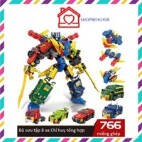 Bộ đồ chơi lắp ráp siêu nhân từ các phương tiện giao thông 8in1