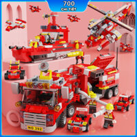 Bộ đồ chơi lắp ráp Xe Cứu Hỏa 700 chi tiết kèm nhân vật, Mô hình lắp ráp cứu hỏa swat đồ chơi lắp ghép cho bé