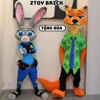 bộ đồ chơi lắp ráp xếp hình cảnh sát cáo nick và thỏ zootopia judy cỡ lớn size to đồ chơi xếp hình 3d siêu đẹp Tặng Búa