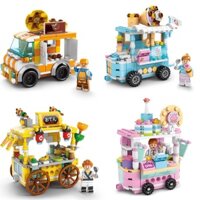BỘ ĐỒ CHƠI LEGO Mô hình lắp ráp xe đẩy bán hàng lưu động cho bé yêu