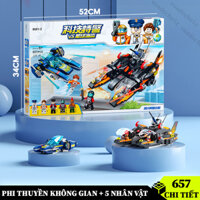 Bộ đồ chơi lego phi thuyền không gian 657 chi tiết, mô hình lắp ráp máy bay kèm 5 nhân vật phi hành gia